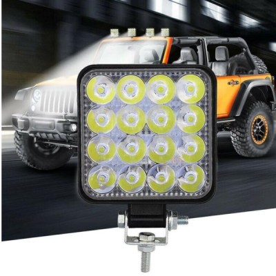 Proiector Auto 16 LED -uri, Offroad 48W 12V-24V, Patrat, IP67