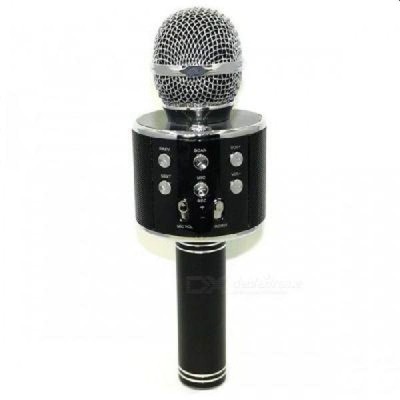 Microfon Karaoke wireless cu bluetooth si boxa, negru